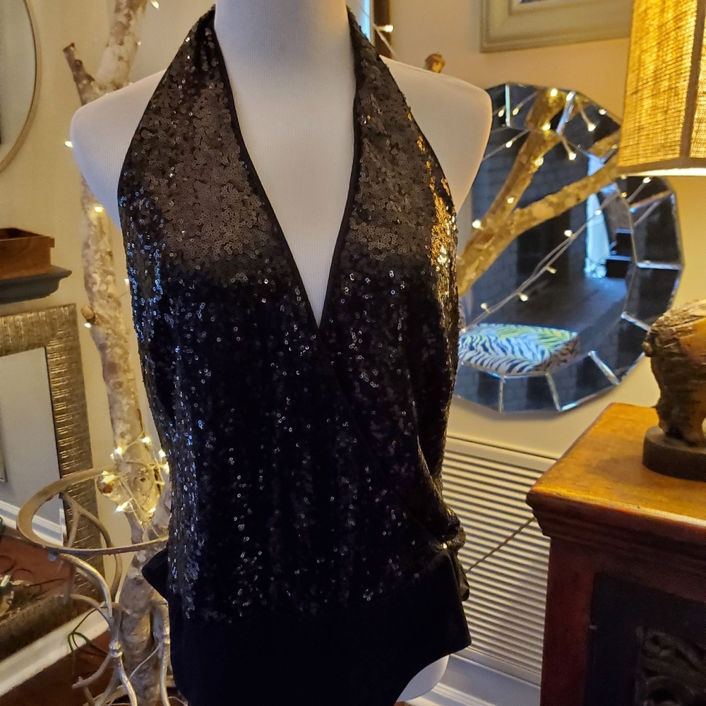 Sequin Halter Bodysuit